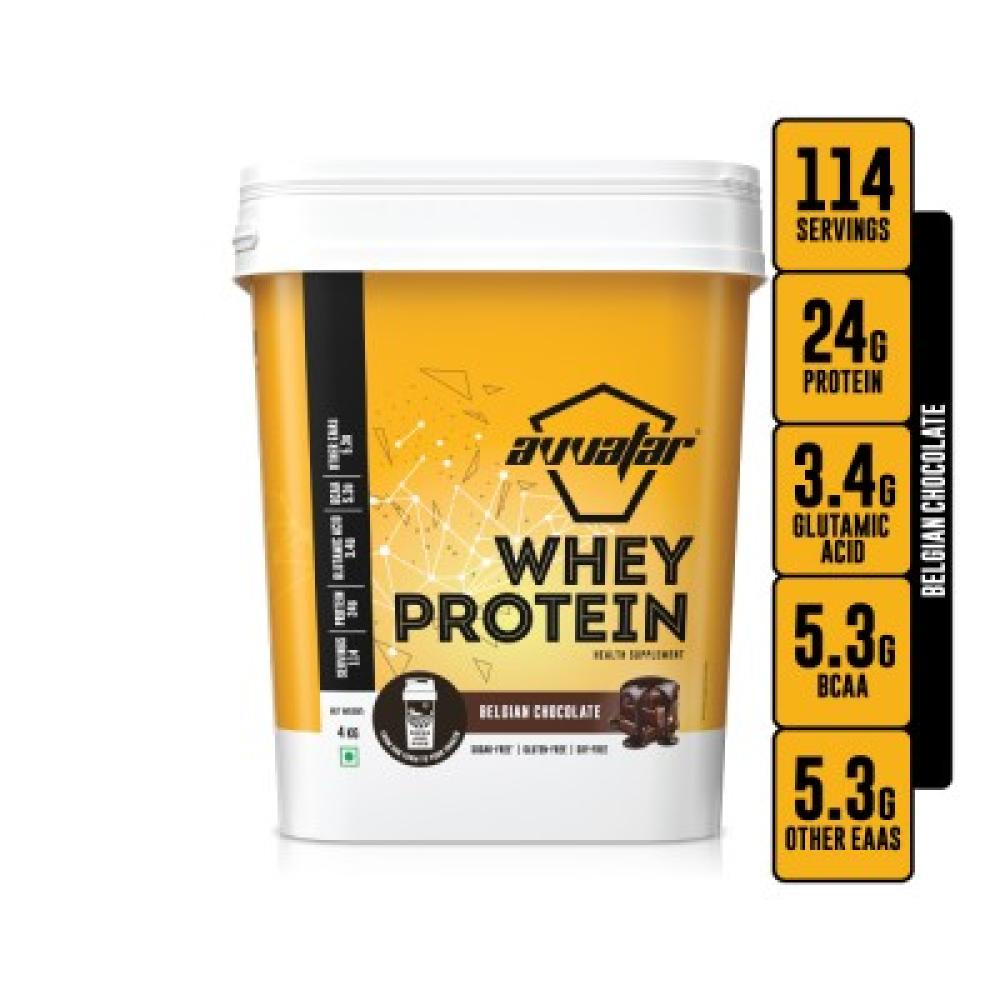 AVVATAR - WHEY PROTEIN | 4KG | BELGIAN CHOCOLATE FLAVOUR | MADE WITH 100% FRESH COW'S MILK