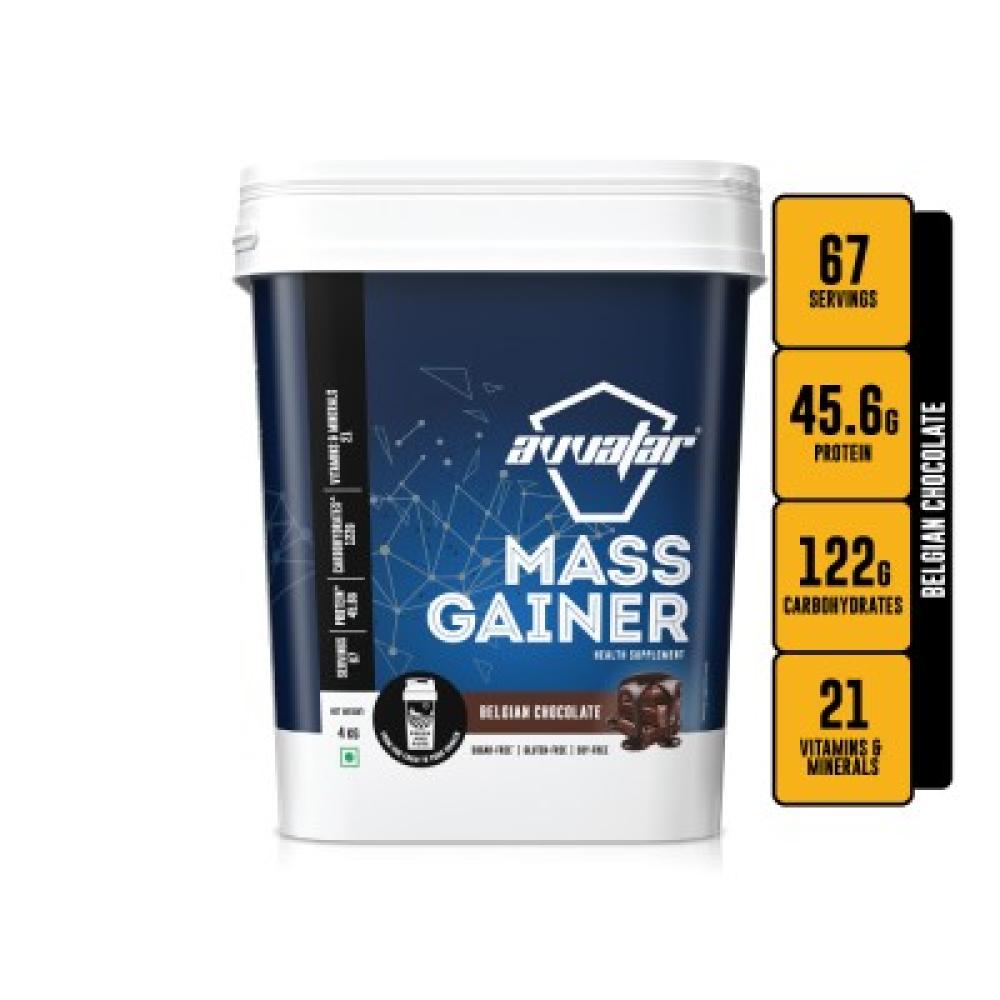 AVVATAR - MASS GAINER | 4KG |BELGIAN CHOCOLATE FLAVOUR | MADE WITH 100% FRESH COW'S MILK